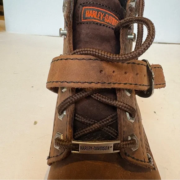 Harley-Davidson Women's Brown Leather Biker Boots Lace Up Size 7 1/2 - Picture 11 of 11
